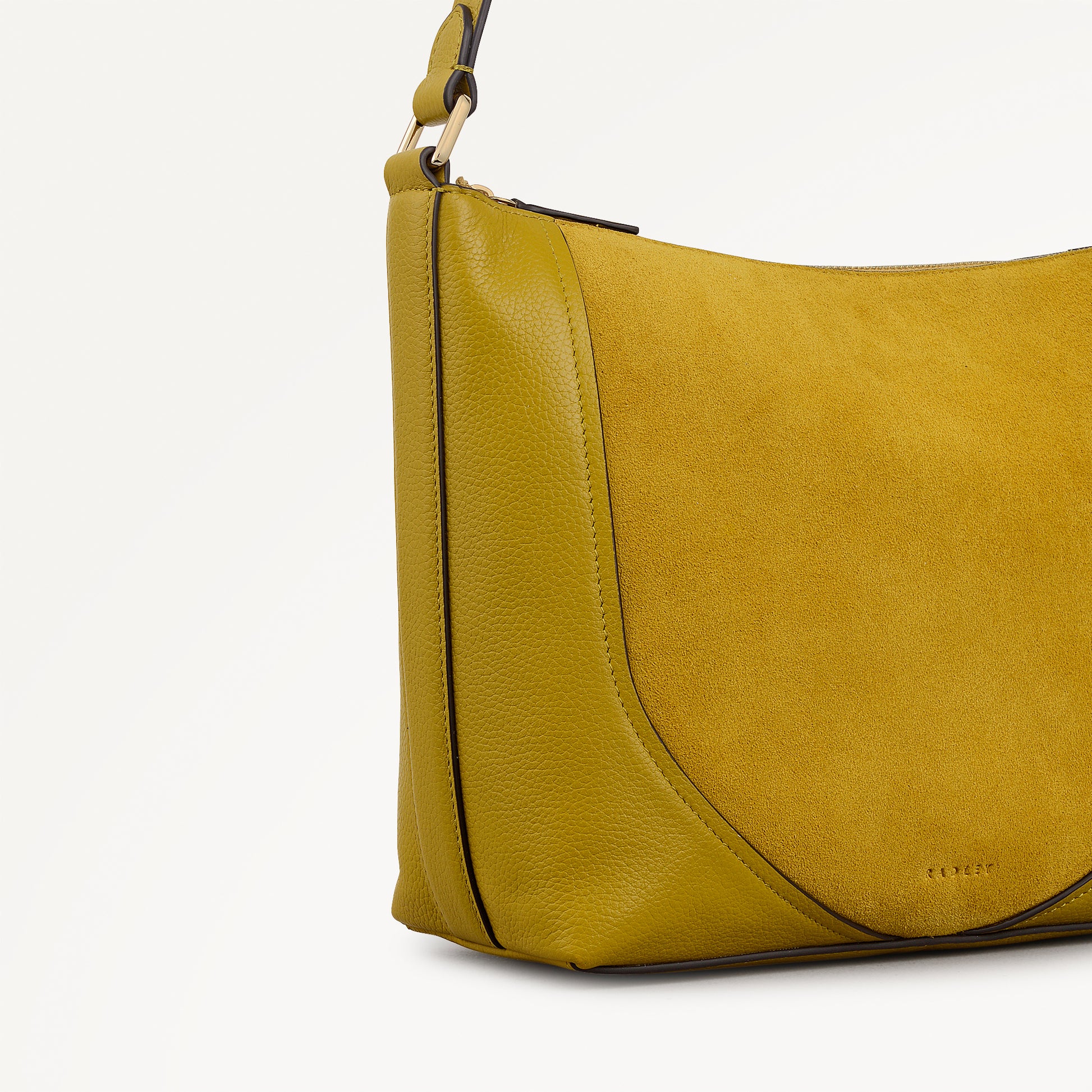 Wood Park Leather Medium Ziptop Cross Body Bag in Ochre - 112633