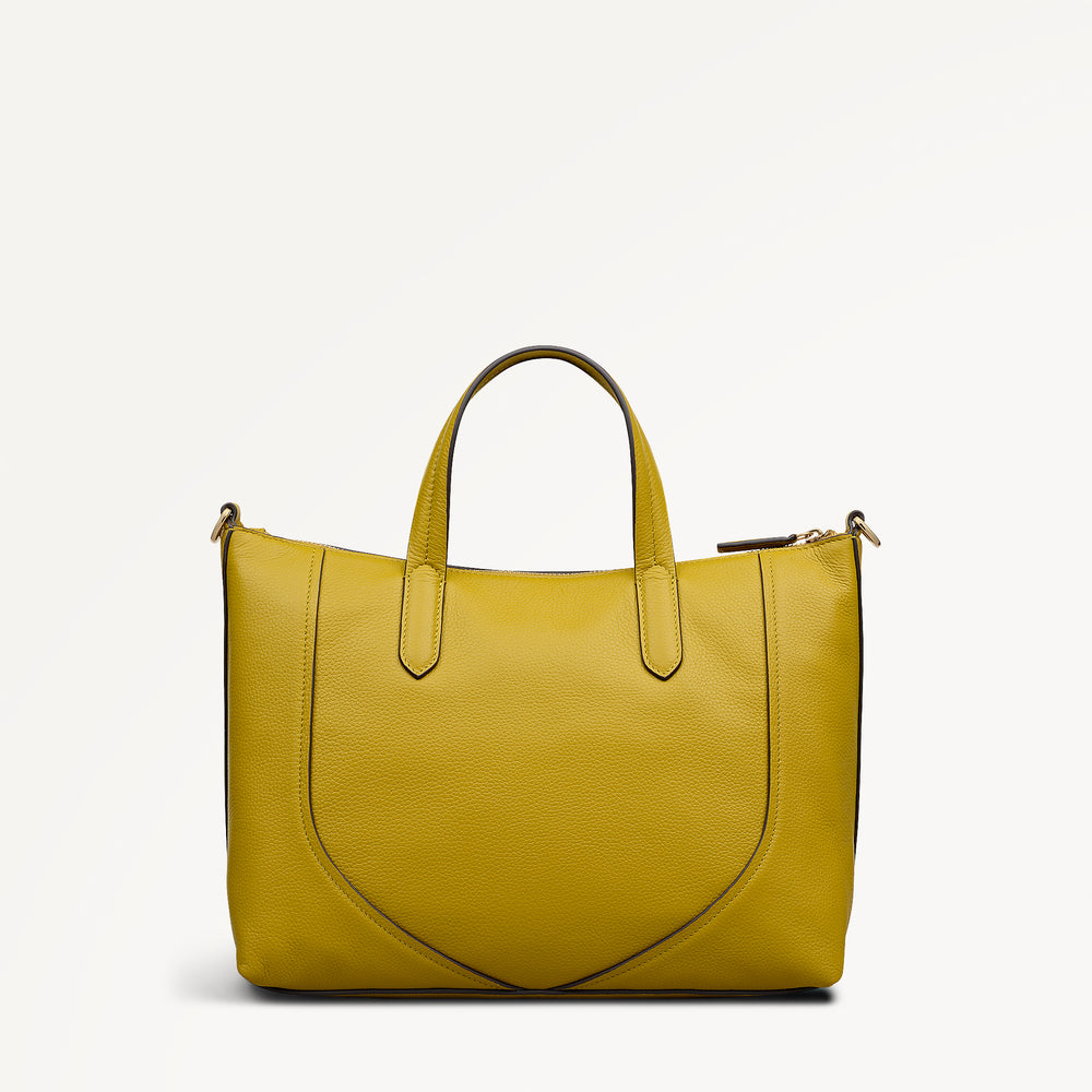 Wood Park Leather Medium Ziptop Grab Bag in Ochre - 112635