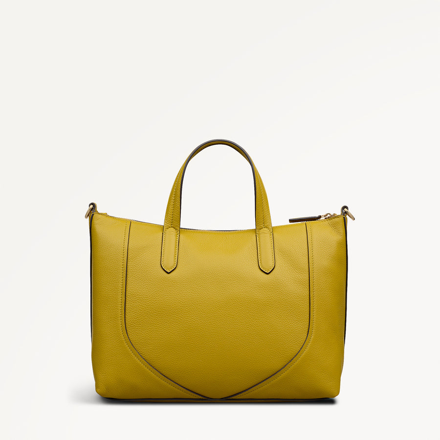 Wood Park Leather Medium Ziptop Grab Bag in Ochre - 112635