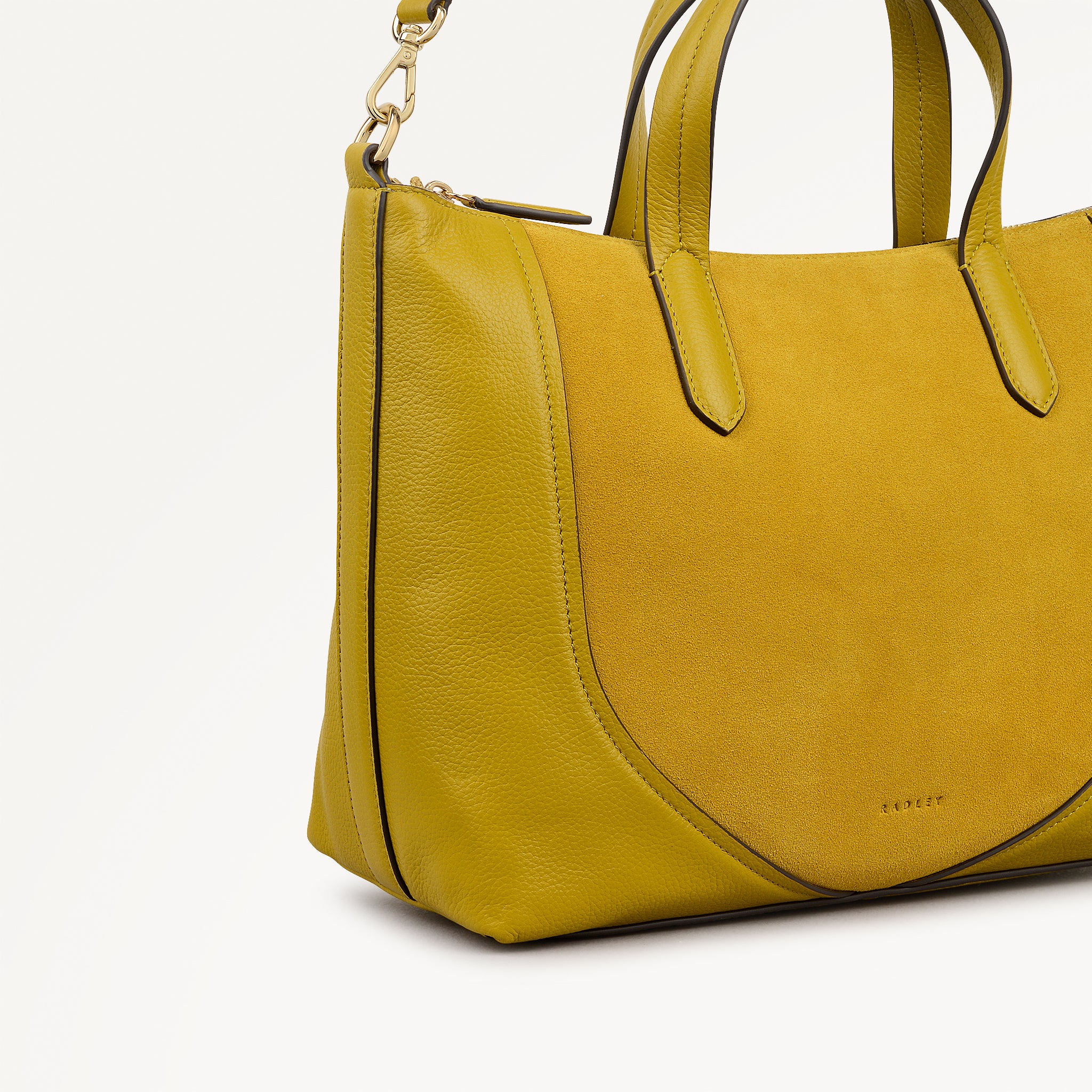 Wood Park Leather Medium Ziptop Grab Bag in Ochre - 112635