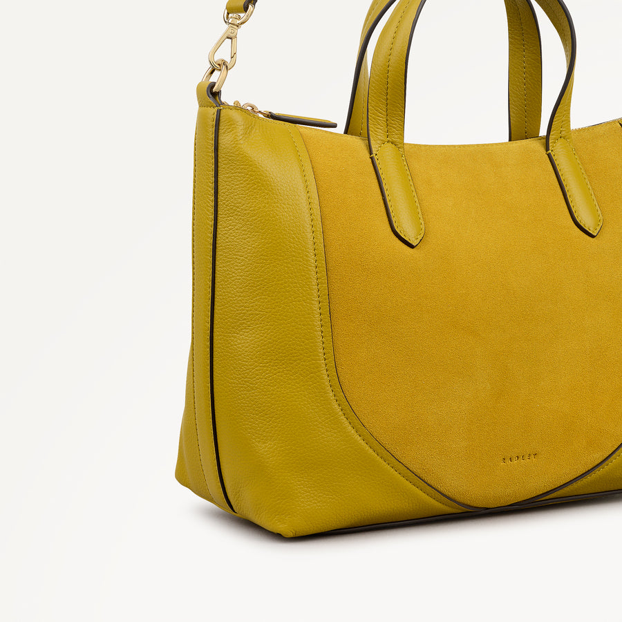 Wood Park Leather Medium Ziptop Grab Bag in Ochre - 112635