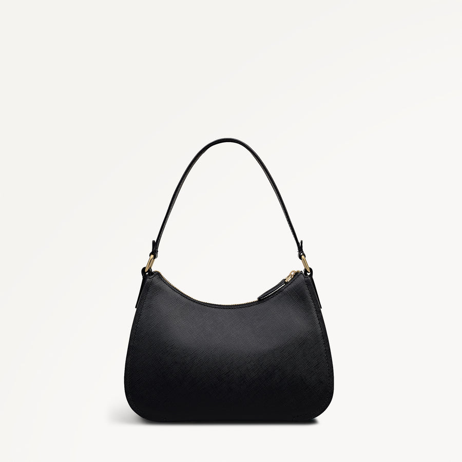 Crosby Alley Leather Medium Ziptop Shoulder & Slg Bag in Black - 112638