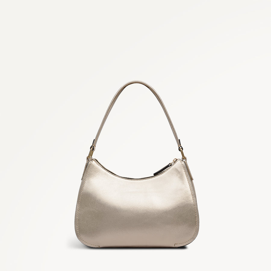 Crosby Alley Leather Medium Ziptop Shoulder & Slg Bag in Gold - 112640