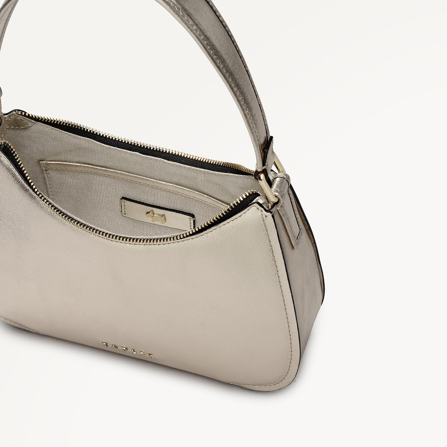 Crosby Alley Leather Medium Ziptop Shoulder & Slg Bag in Gold - 112640