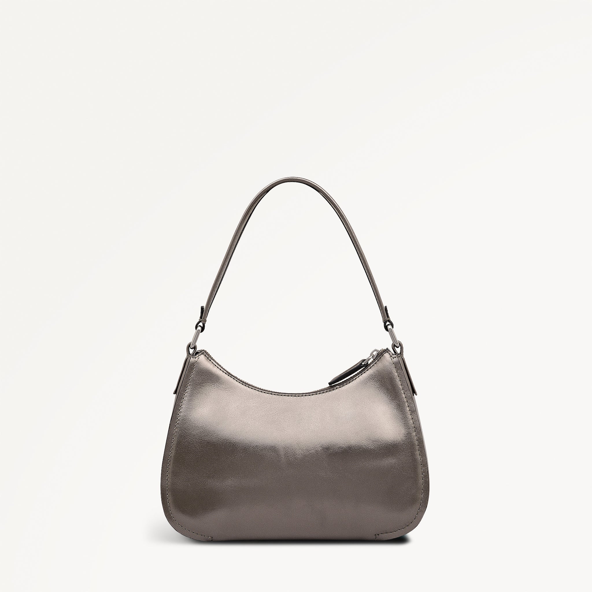 Crosby Alley Leather Medium Ziptop Shoulder & Slg Bag in Gun Metal - 112641