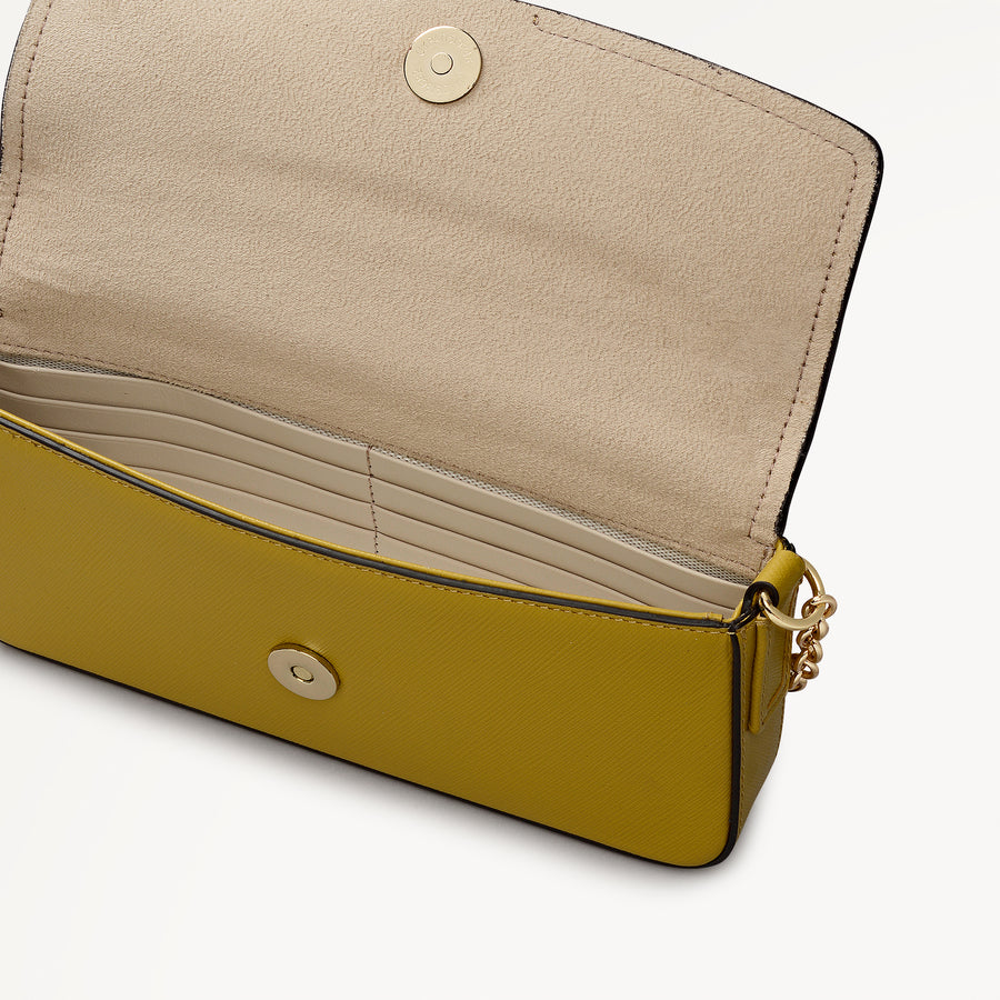 Crosby Alley Leather Large Phone Cross Body Bag in Ochre - 112643