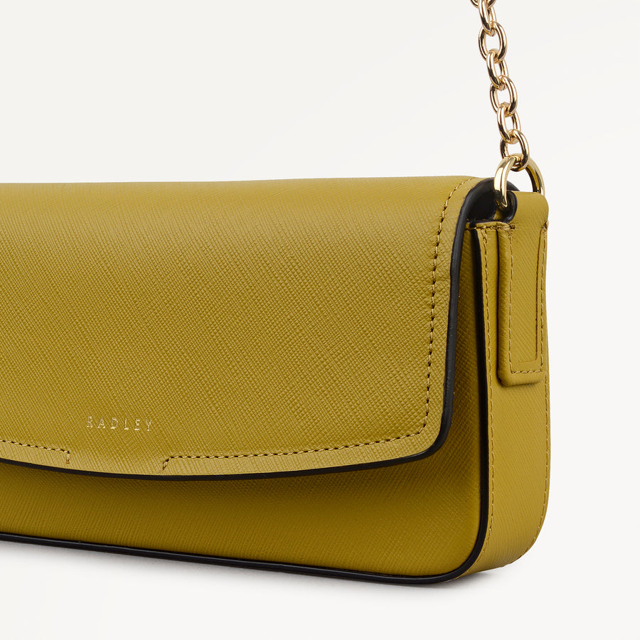 Crosby Alley Leather Large Phone Cross Body Bag in Ochre - 112643