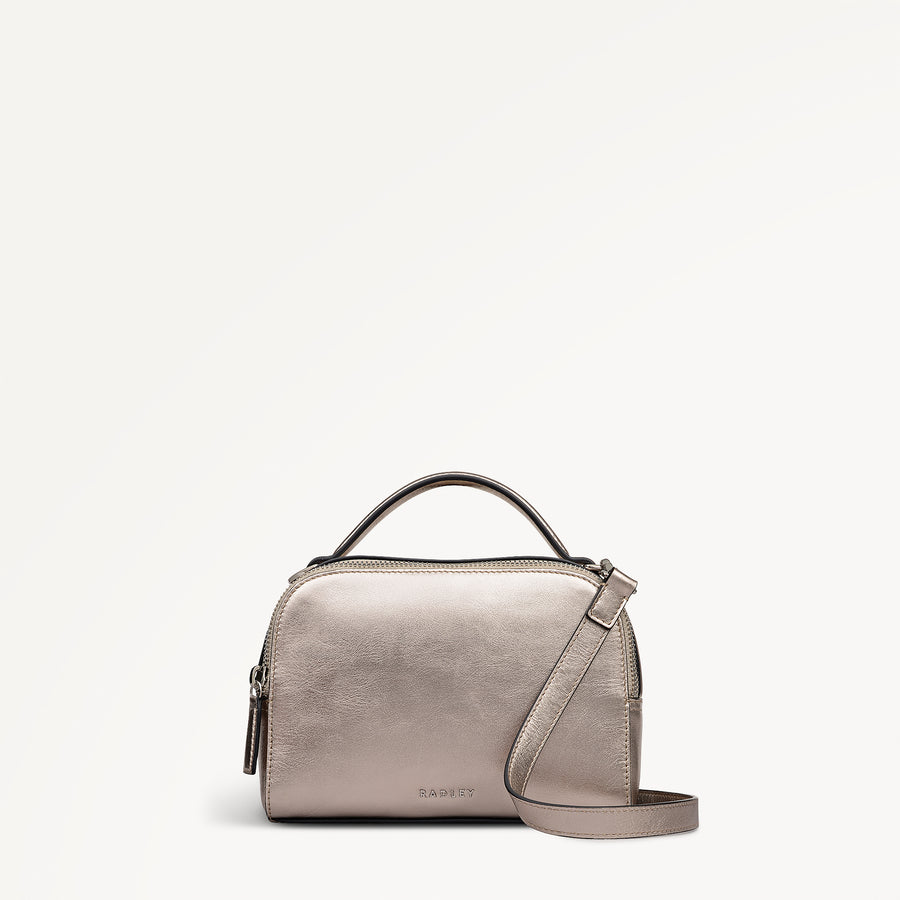 Elm Avenue Leather Small Ziptop Cross Body Bag in Pyrite - 112649