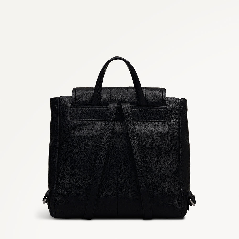 Burton Way Leather Medium Flapover Backpack in Black - 112650