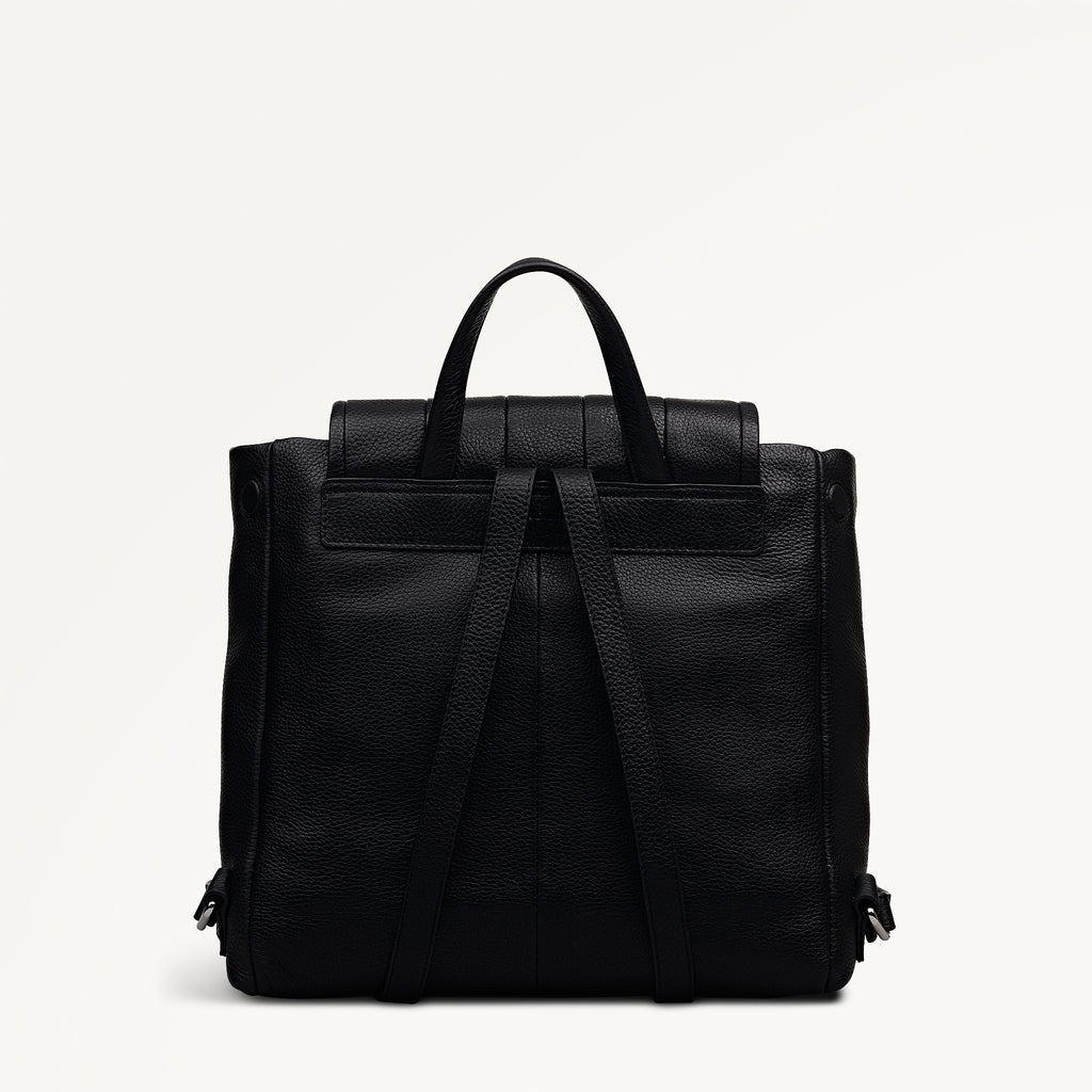 Burton Way Leather Medium Flapover Backpack in Black - 112650