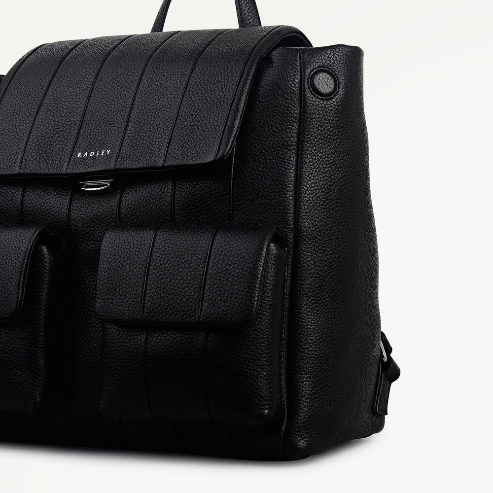 Burton Way Leather Medium Flapover Backpack in Black - 112650