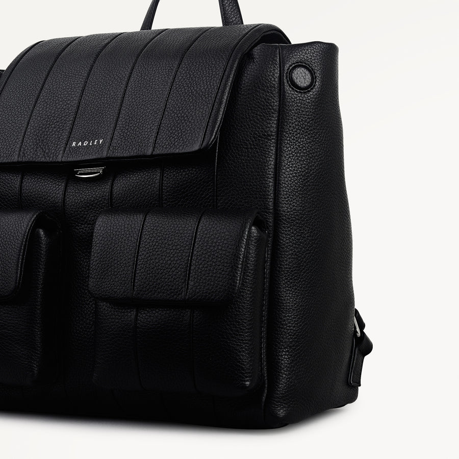 Burton Way Leather Medium Flapover Backpack in Black - 112650