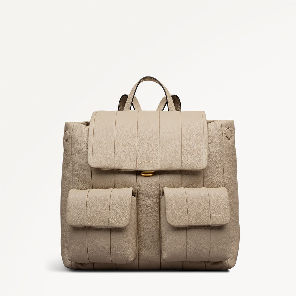Burton Way Leather Medium Flapover Backpack in Porcini - 112651