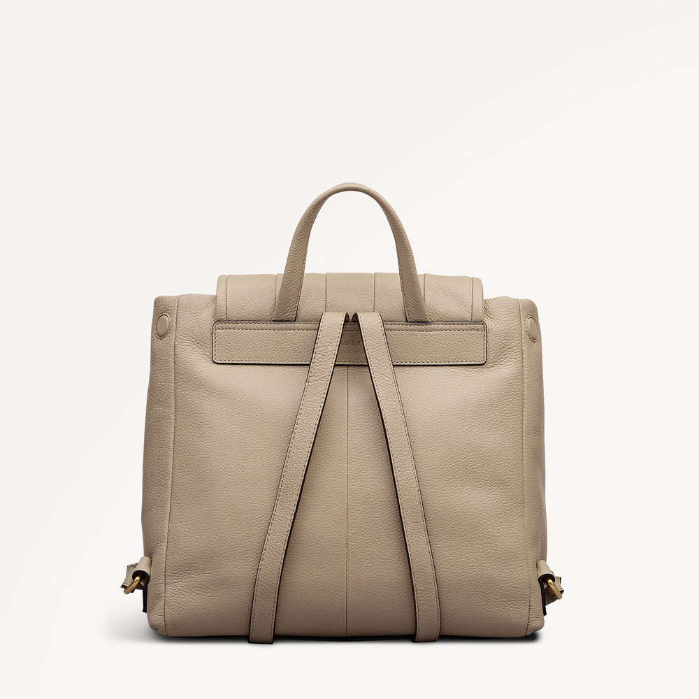 Burton Way Leather Medium Flapover Backpack in Porcini - 112651