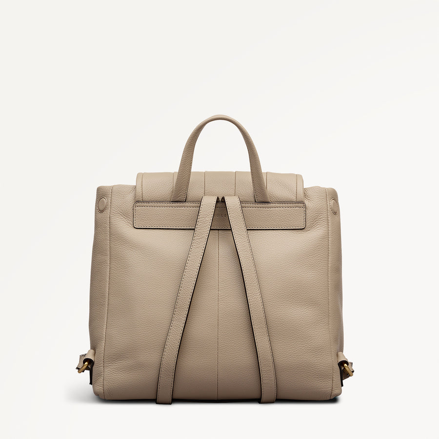 Burton Way Leather Medium Flapover Backpack in Porcini - 112651