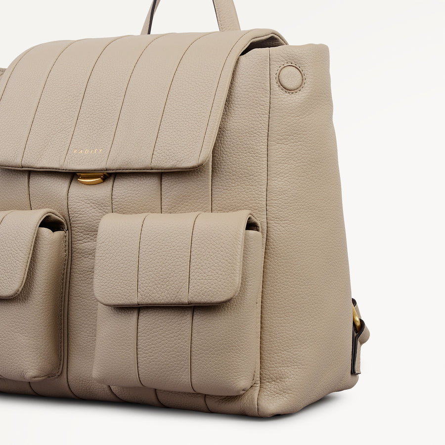 Burton Way Leather Medium Flapover Backpack in Porcini - 112651