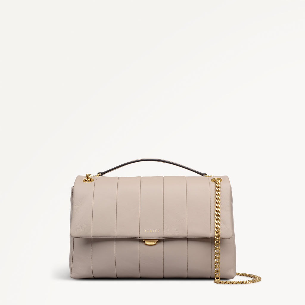 Burton Way Leather Small Flapover Cross Body Bag in Porcini - 112653