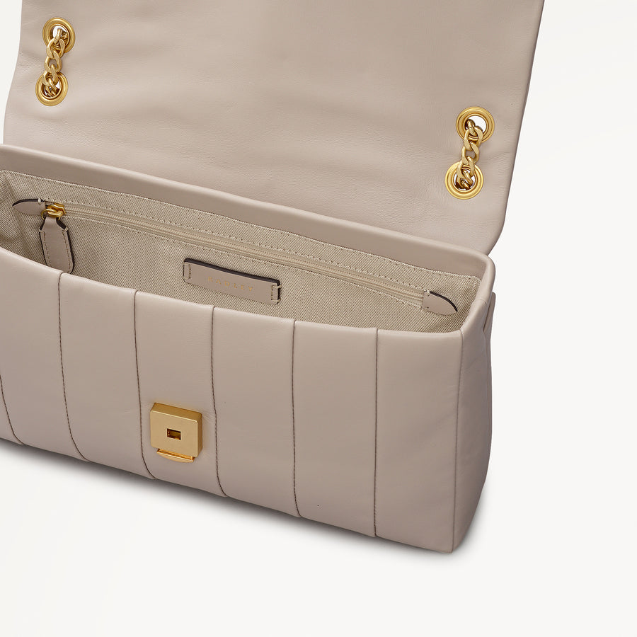 Burton Way Leather Small Flapover Cross Body Bag in Porcini - 112653