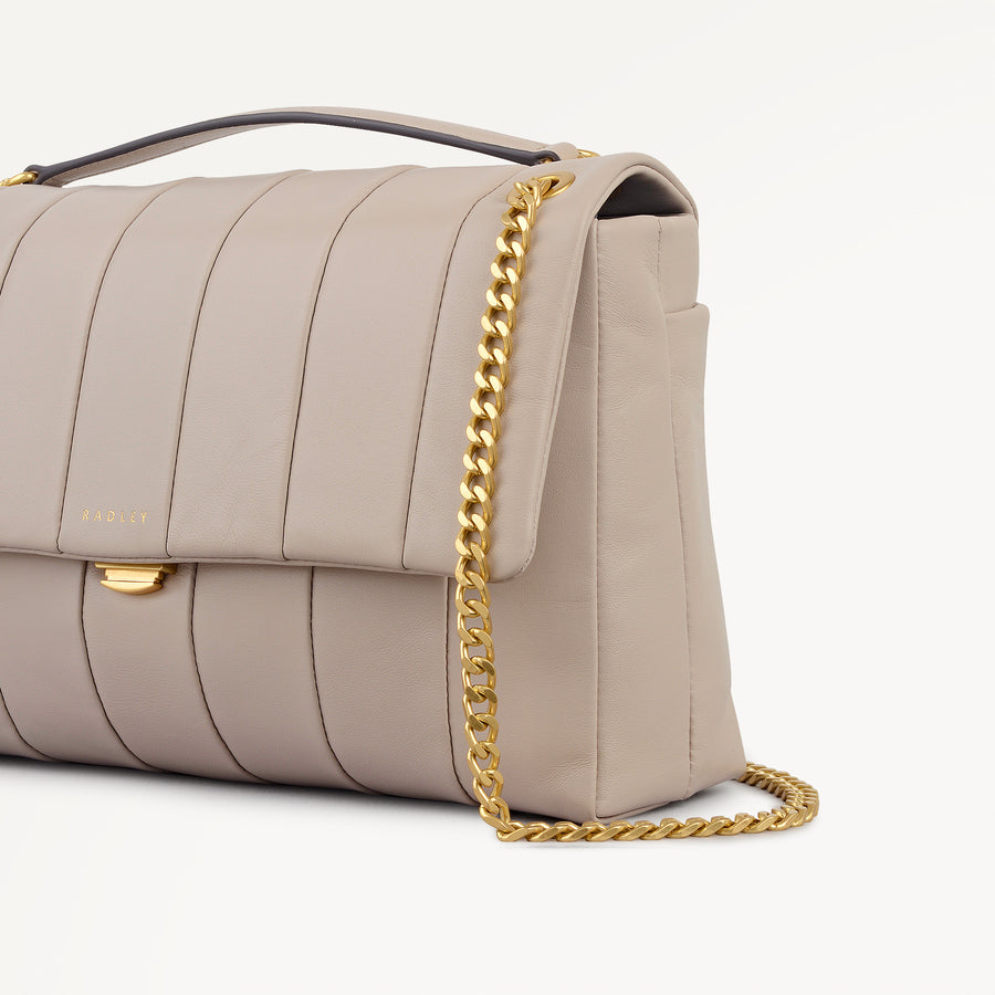 Burton Way Leather Small Flapover Cross Body Bag in Porcini - 112653