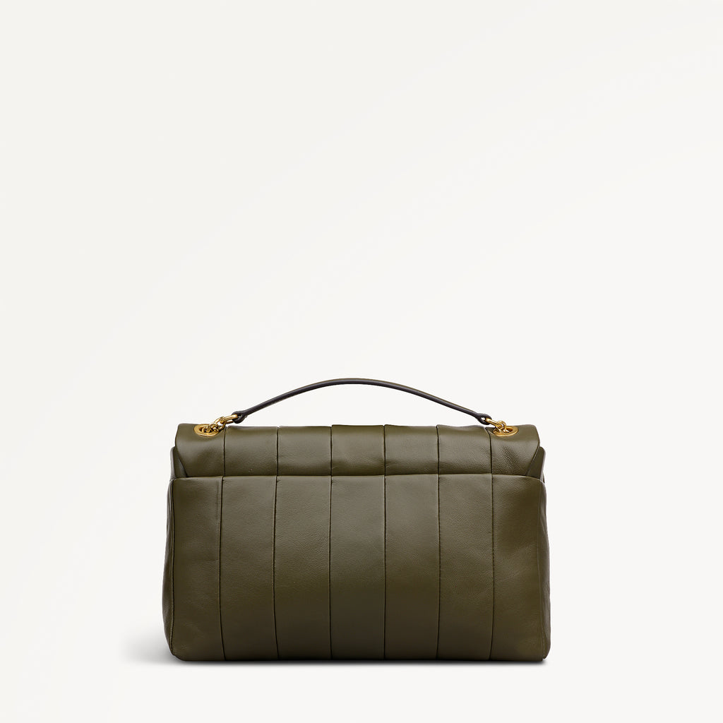 Burton Way Leather Small Flapover Cross Body Bag in Pine Needle - 112654
