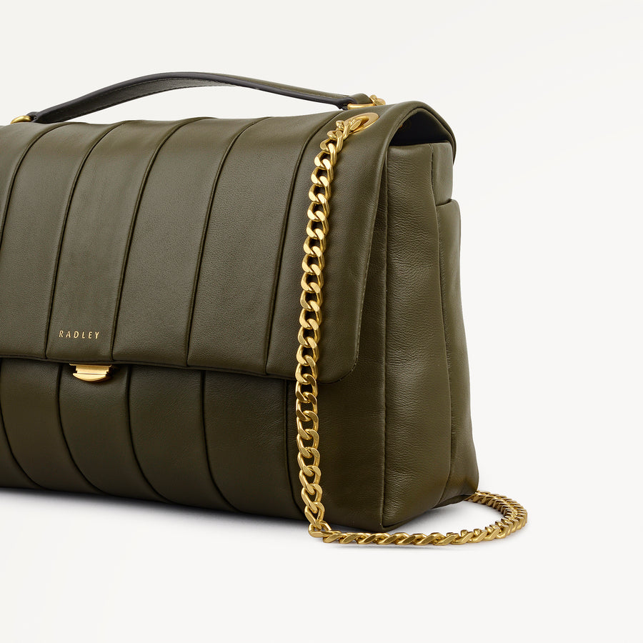 Burton Way Leather Small Flapover Cross Body Bag in Pine Needle - 112654