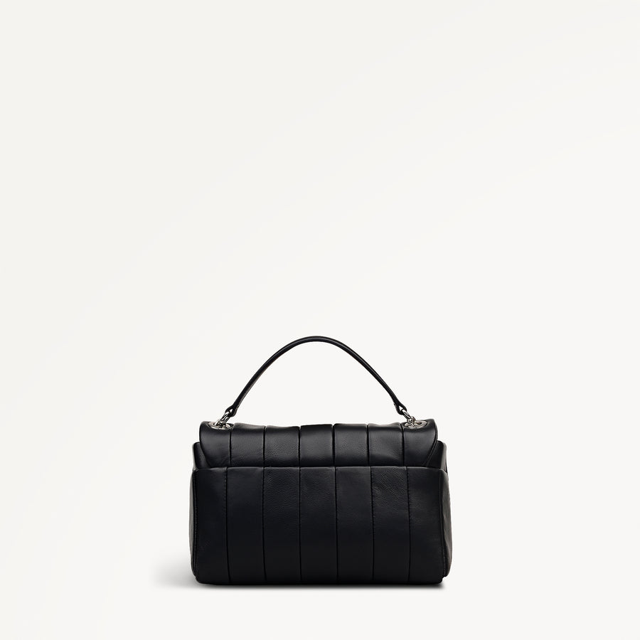 Burton Way Leather Mini Flapover Cross Body Bag in Black - 112655