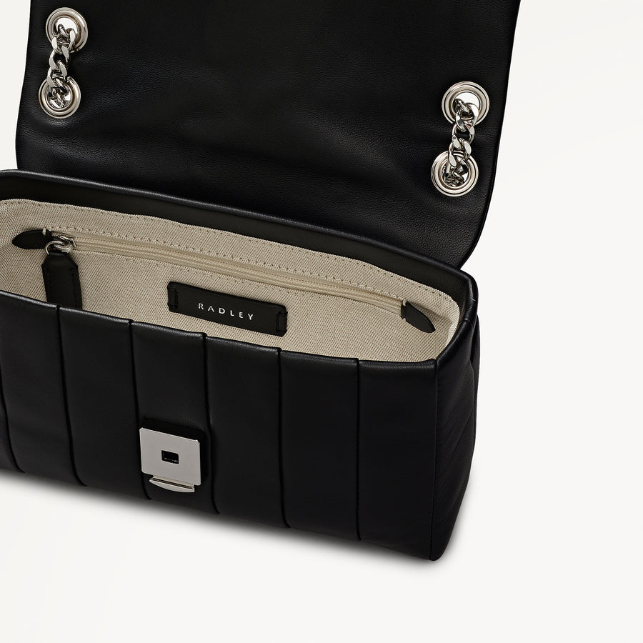 Burton Way Leather Mini Flapover Cross Body Bag in Black - 112655