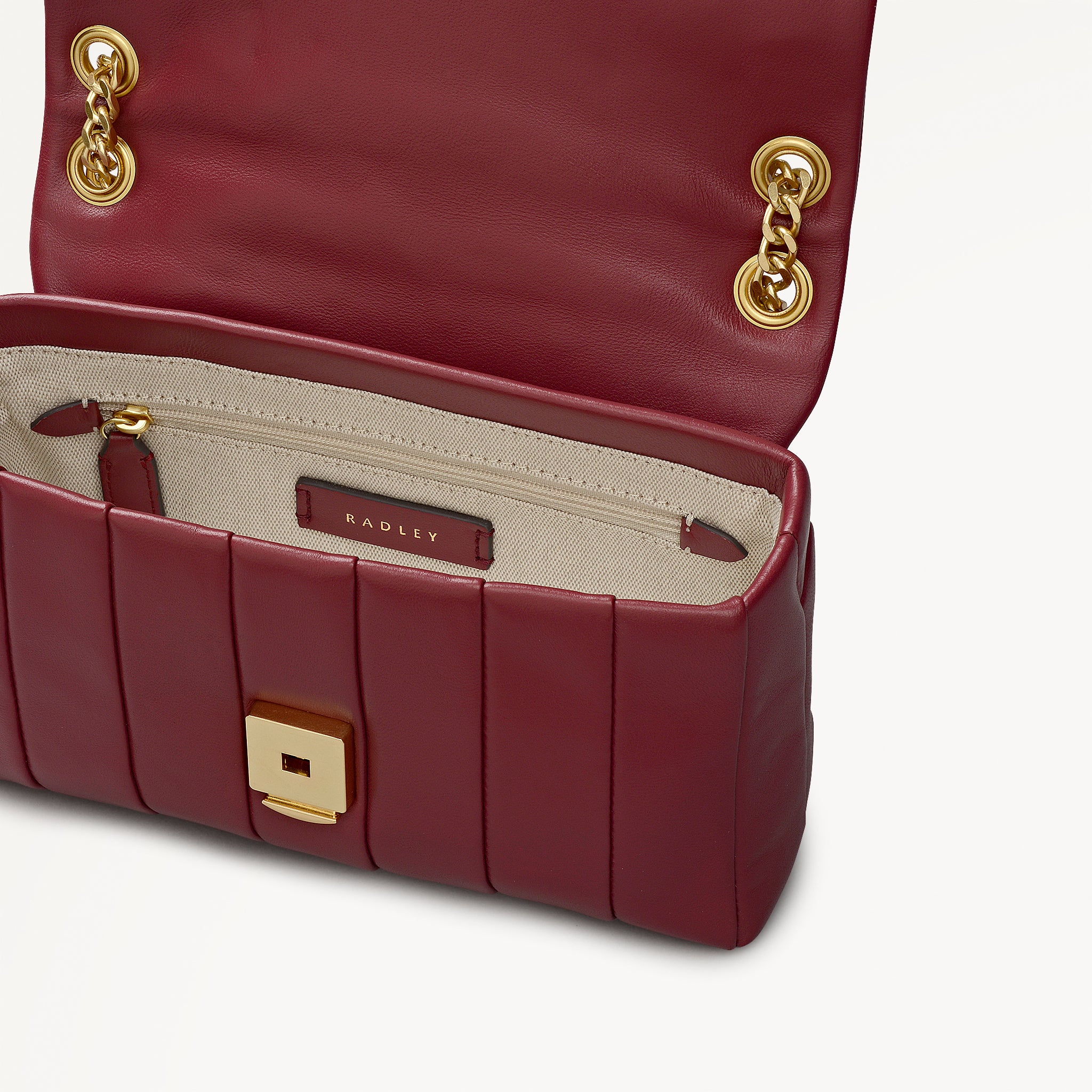 Burton Way Leather Mini Flapover Cross Body Bag in Carmine - 112656