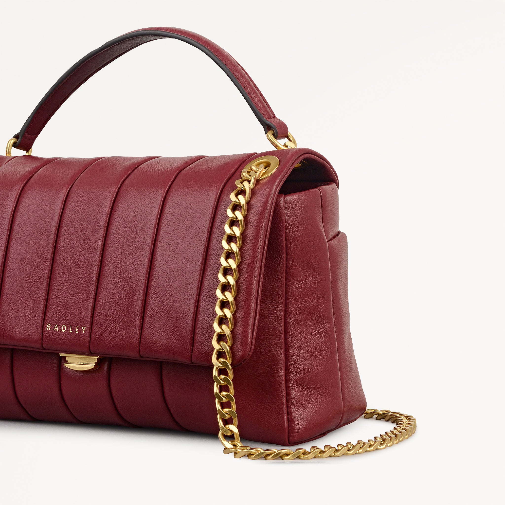 Burton Way Leather Mini Flapover Cross Body Bag in Carmine - 112656