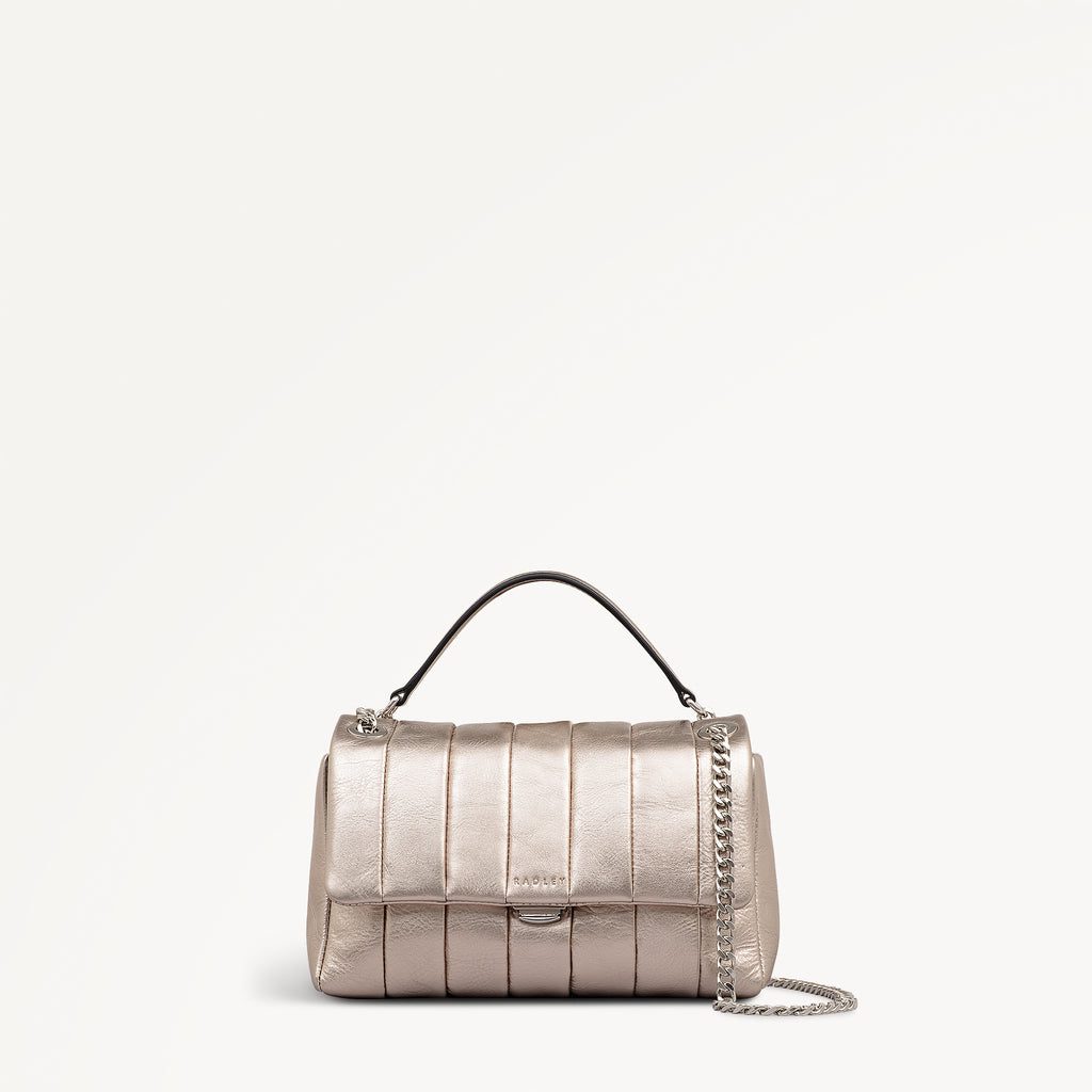 Burton Way Leather Small Flapover Cross Body Bag in Pyrite - 112657