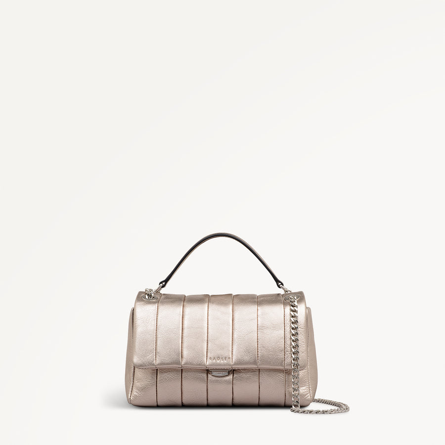 Burton Way Leather Small Flapover Cross Body Bag in Pyrite - 112657