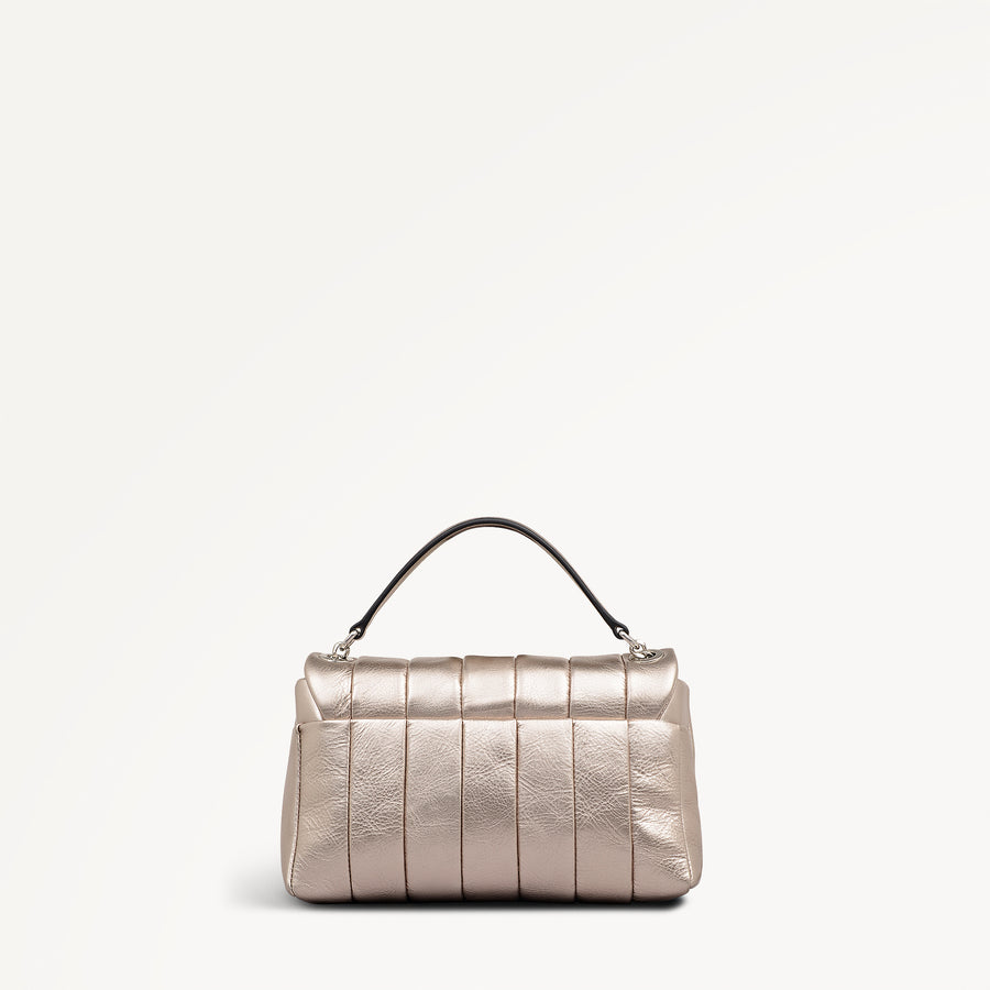 Burton Way Leather Small Flapover Cross Body Bag in Pyrite - 112657