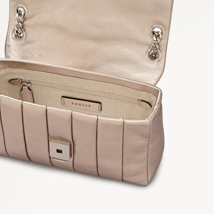 Burton Way Leather Small Flapover Cross Body Bag in Pyrite - 112657