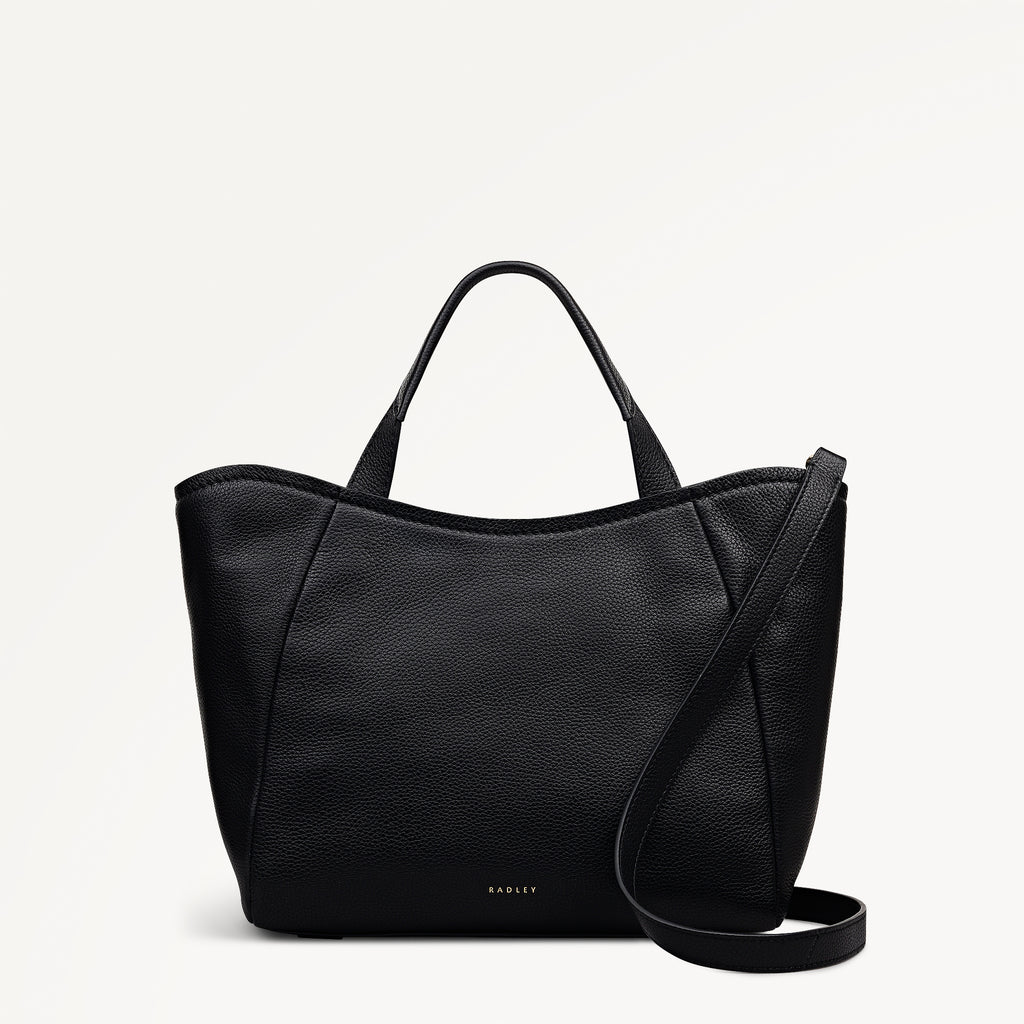 Muswell Lane Leather Medium Ziptop Grab Bag in Black - 112658