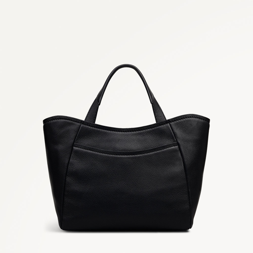 Muswell Lane Leather Medium Ziptop Grab Bag in Black - 112658