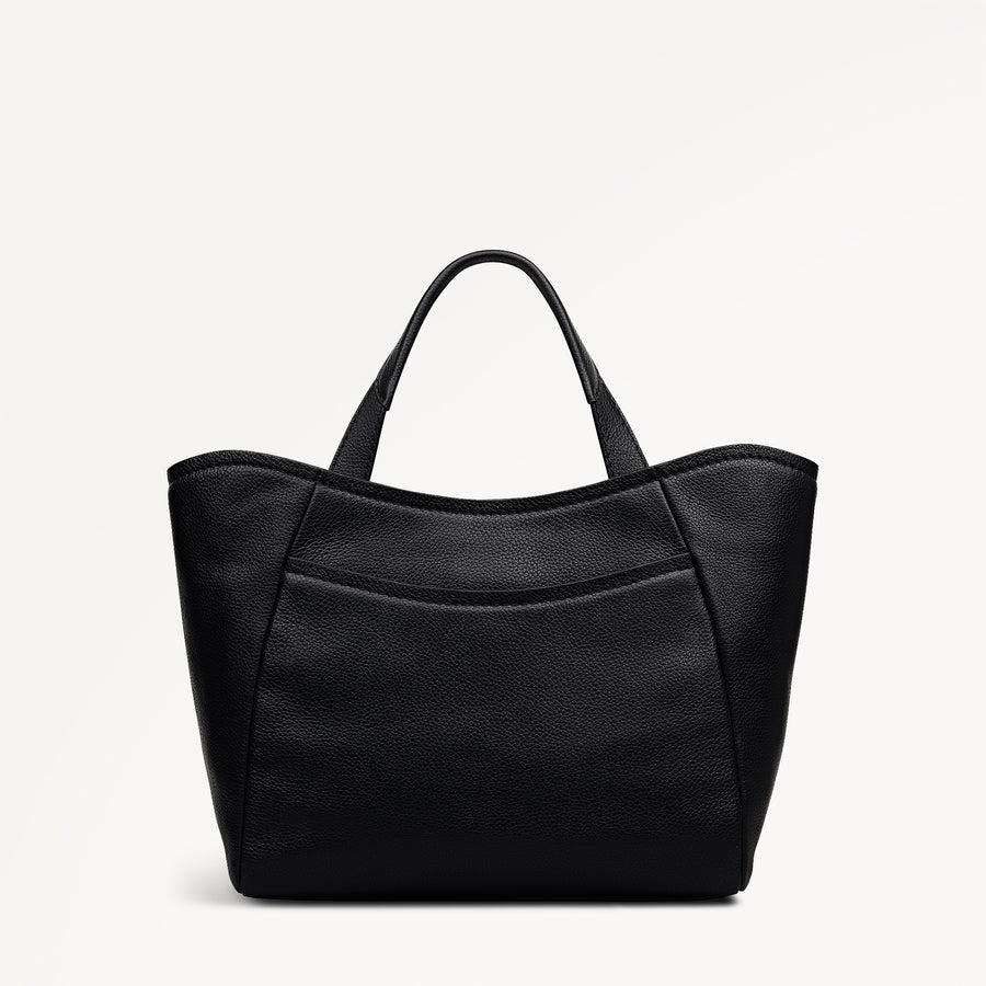 Muswell Lane Leather Medium Ziptop Grab Bag in Black - 112658