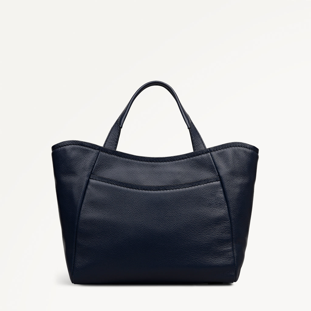 Muswell Lane Leather Medium Ziptop Grab Bag in Ink - 112659