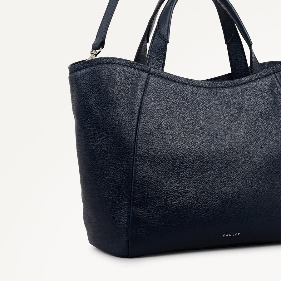 Muswell Lane Leather Medium Ziptop Grab Bag in Ink - 112659