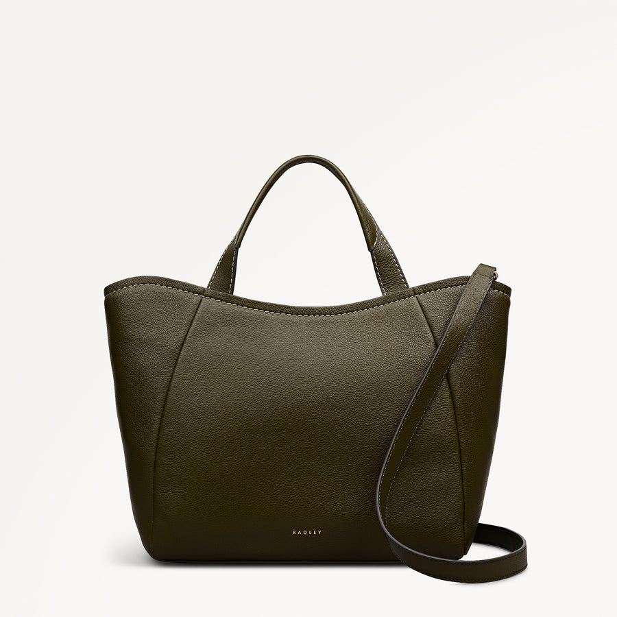 Muswell Lane Leather Medium Ziptop Grab Bag in Pine Needle - 112660