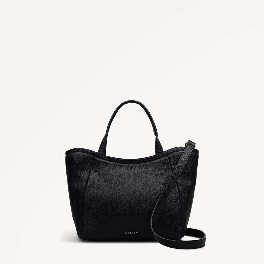 Muswell Lane Leather Small Ziptop Grab Bag in Black - 112661