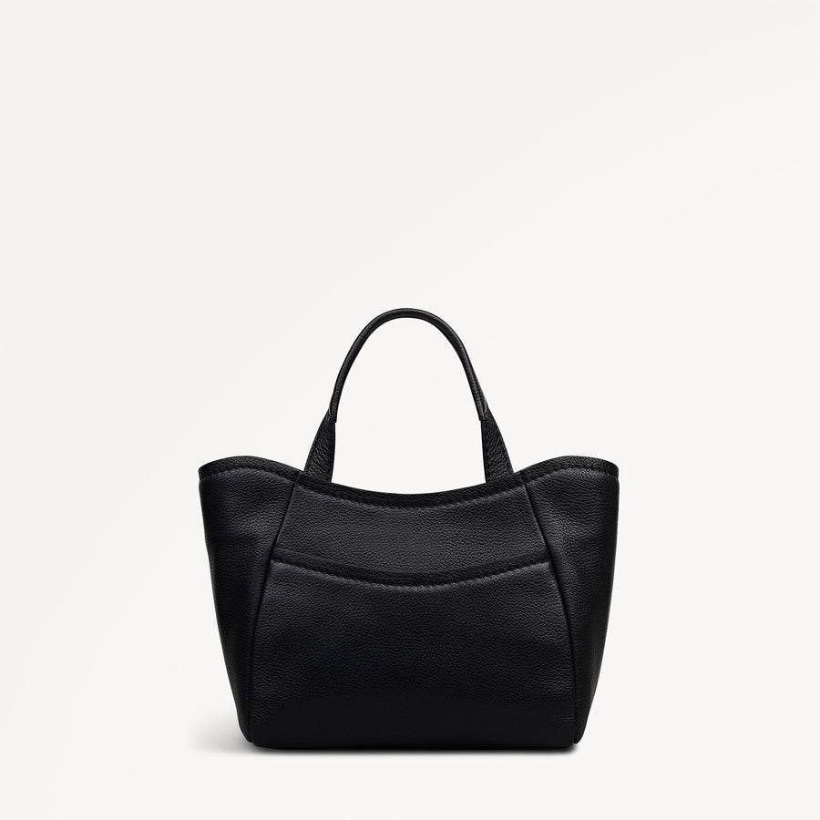 Muswell Lane Leather Small Ziptop Grab Bag in Black - 112661