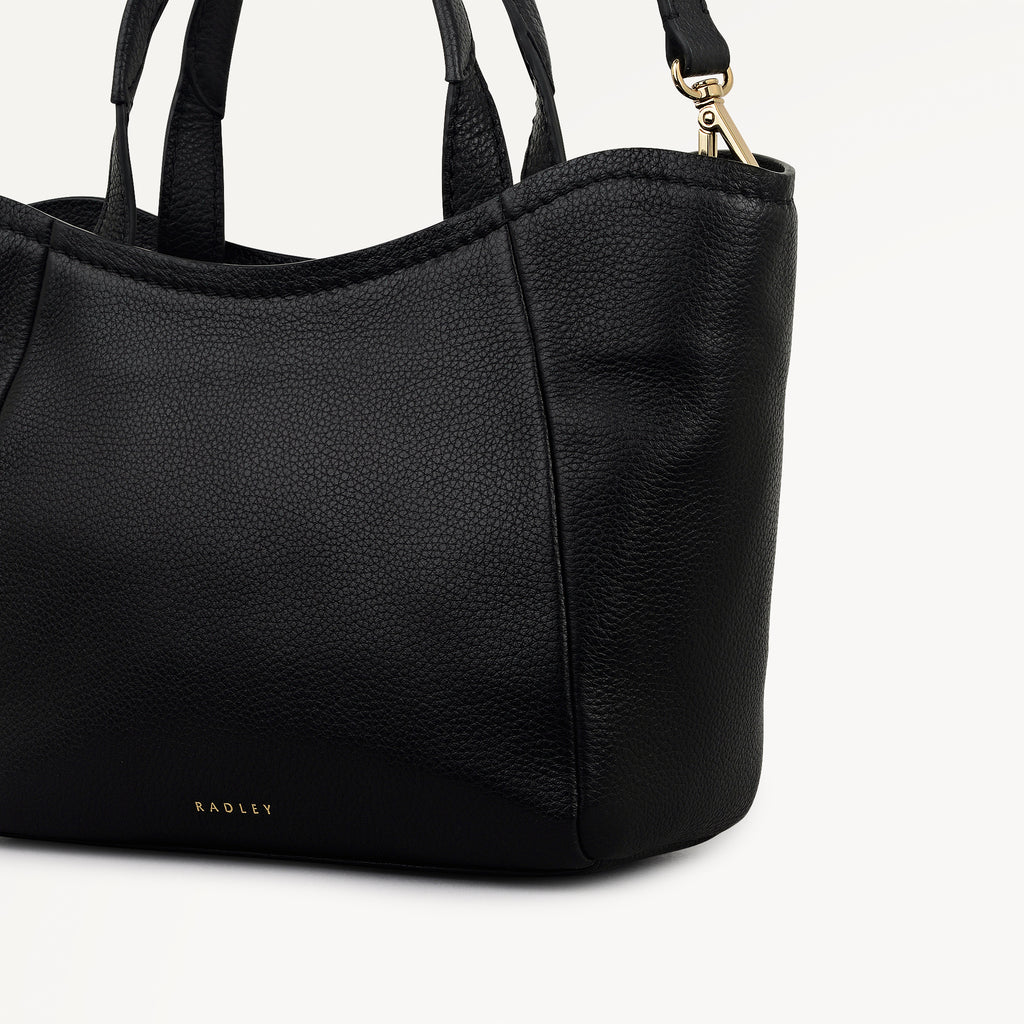 Muswell Lane Leather Small Ziptop Grab Bag in Black - 112661
