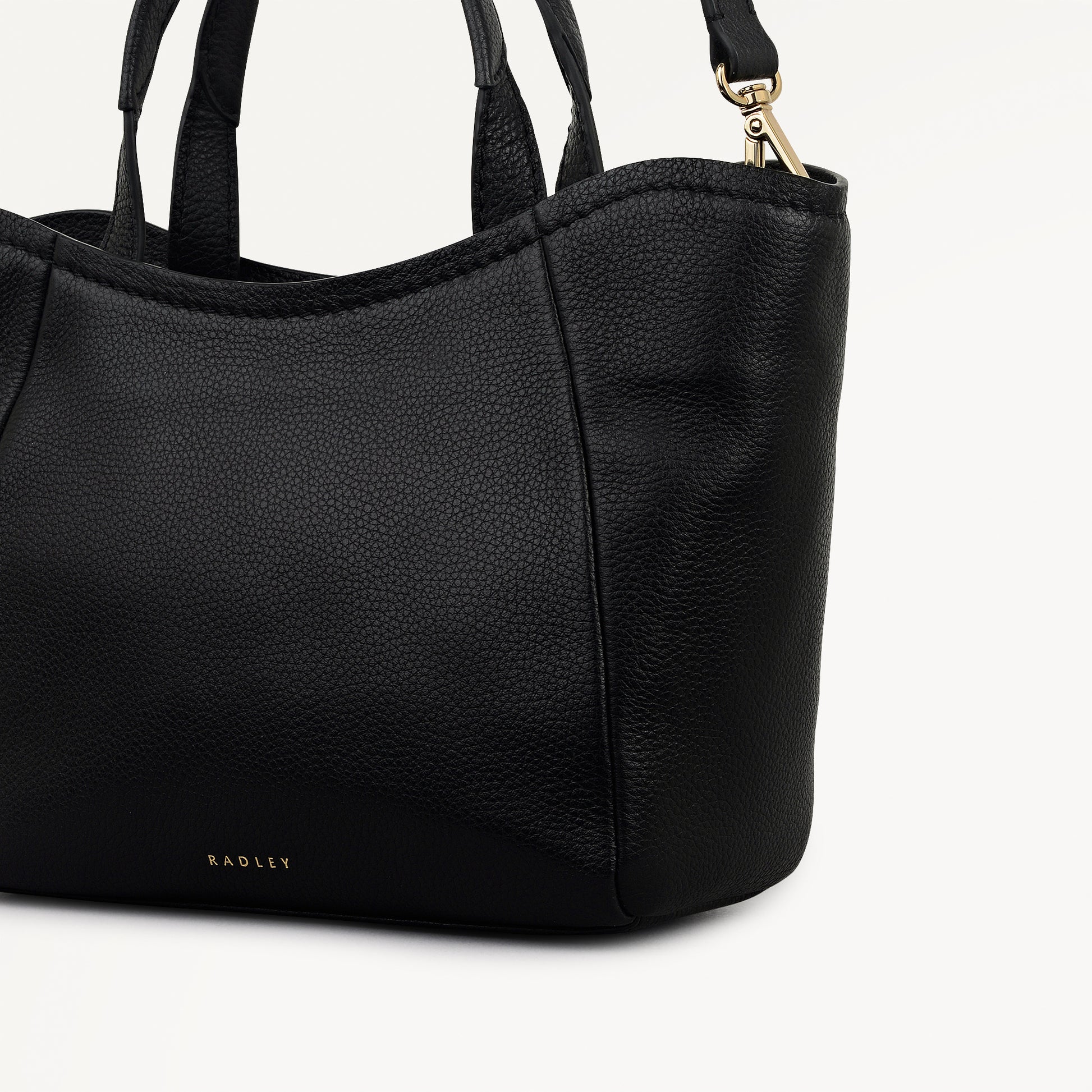 Muswell Lane Leather Small Ziptop Grab Bag in Black - 112661