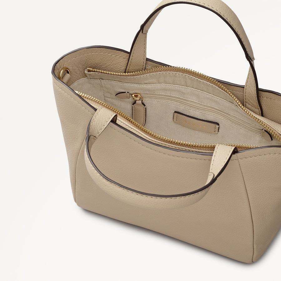 Muswell Lane Leather Small Ziptop Grab Bag in Porcini - 112662