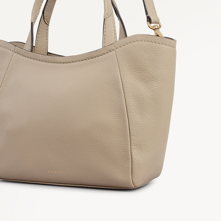 Muswell Lane Leather Small Ziptop Grab Bag in Porcini - 112662