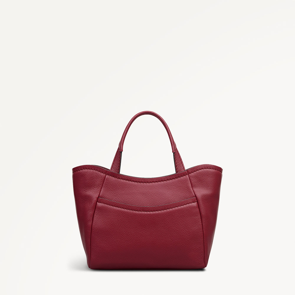 Muswell Lane Leather Small Ziptop Grab Bag in Carmine - 112663