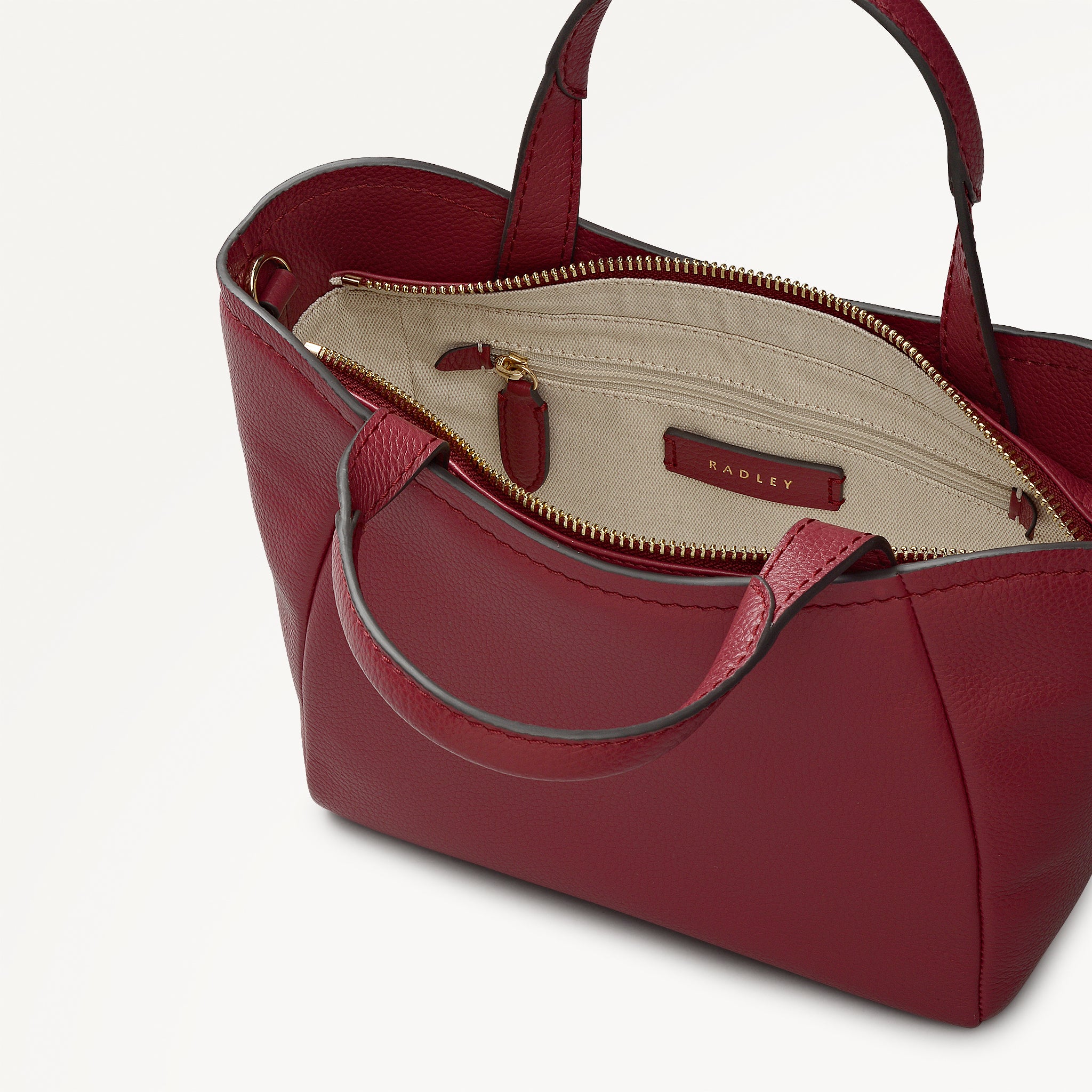 Muswell Lane Leather Small Ziptop Grab Bag in Carmine - 112663