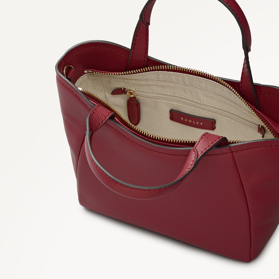 Muswell Lane Leather Small Ziptop Grab Bag in Carmine - 112663