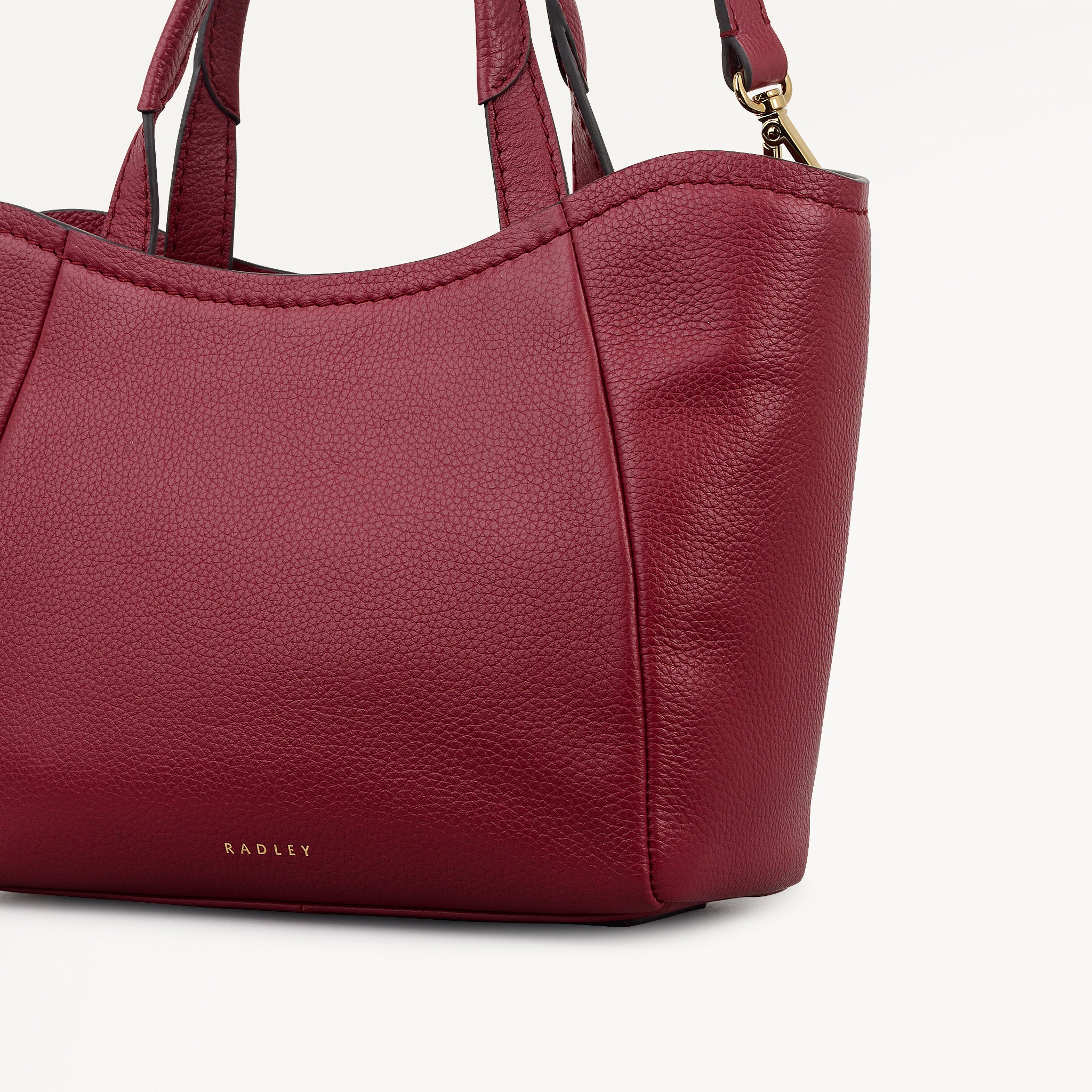 Muswell Lane Leather Small Ziptop Grab Bag in Carmine - 112663