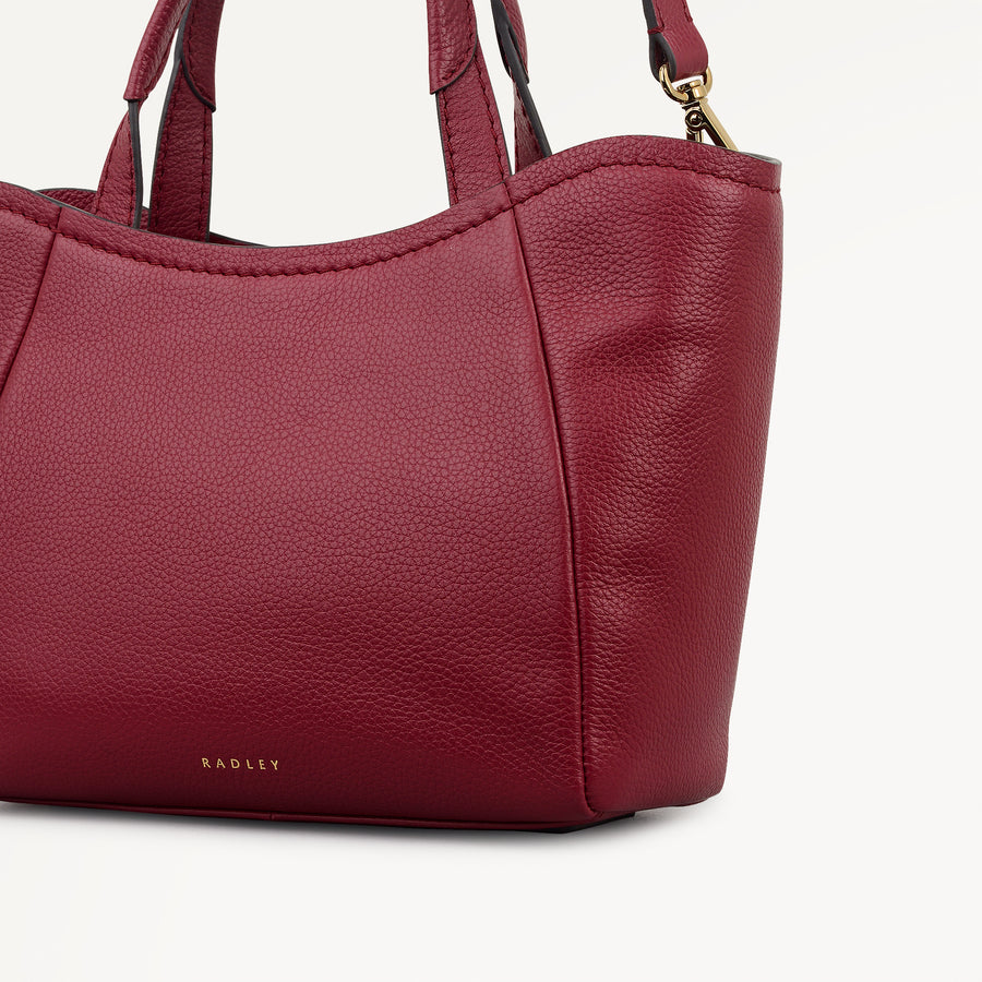 Muswell Lane Leather Small Ziptop Grab Bag in Carmine - 112663